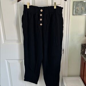 Black Button-Front Pants